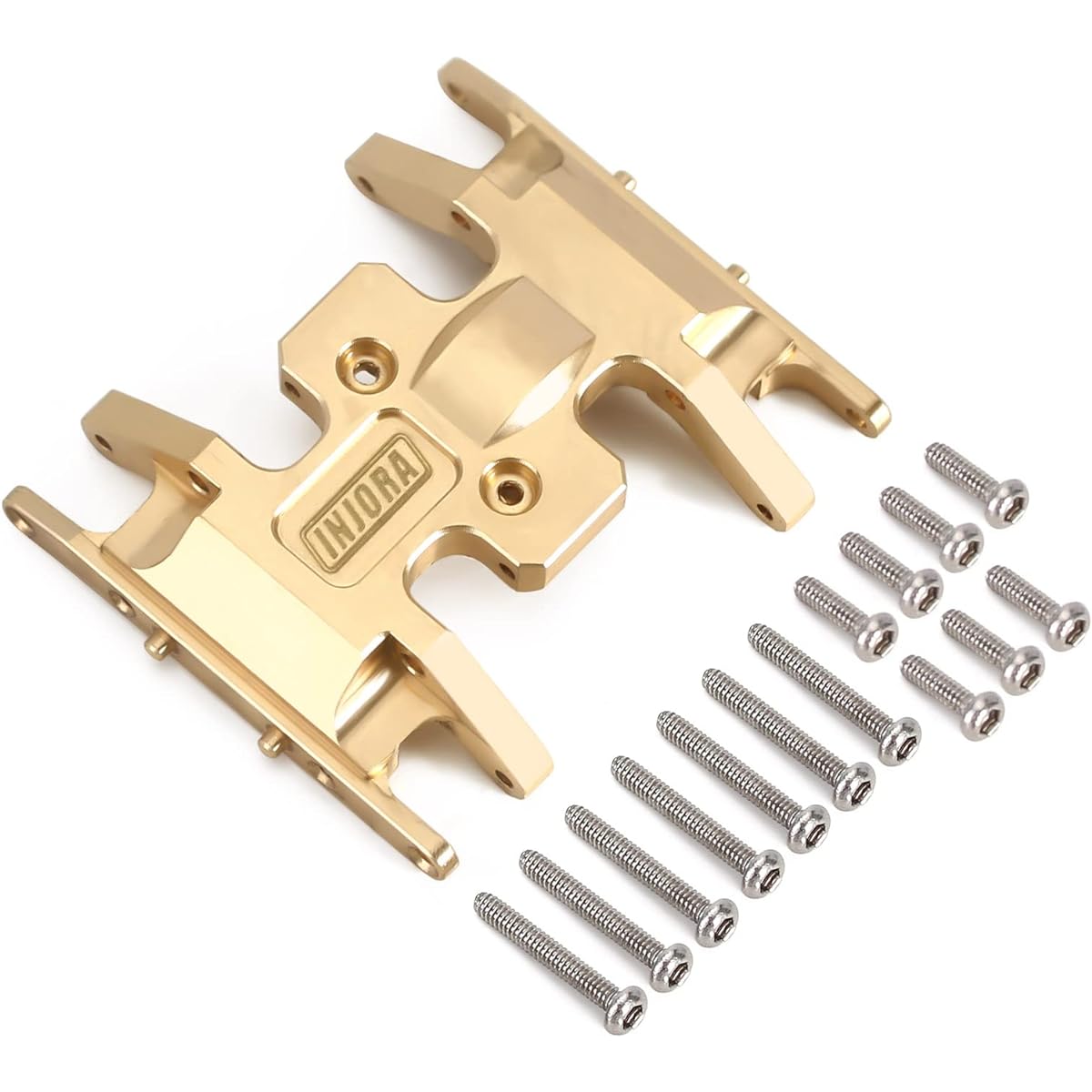 INJORA RC Skid Plate Brass Chassis Accessories for 1/24 RC Crawler Axial Gladiator Bronco C10 JLU Deadbolt Upgrade Parts (Gold)