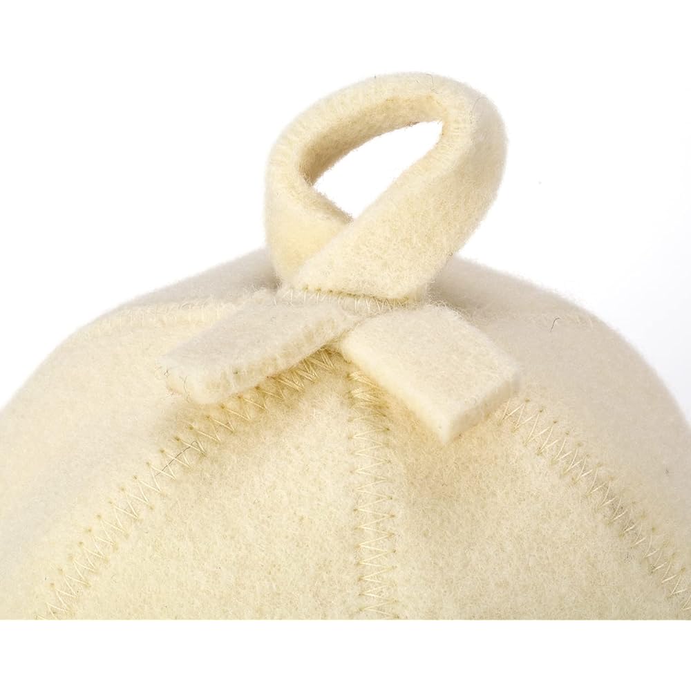 Natural Sauna Hat "Sauna Kitten" White/Gray 100% organic wool material makes you feel like you're in a Russian sauna - Protects your head from the heat - English e-book about saunas Comes with guide – embroidered