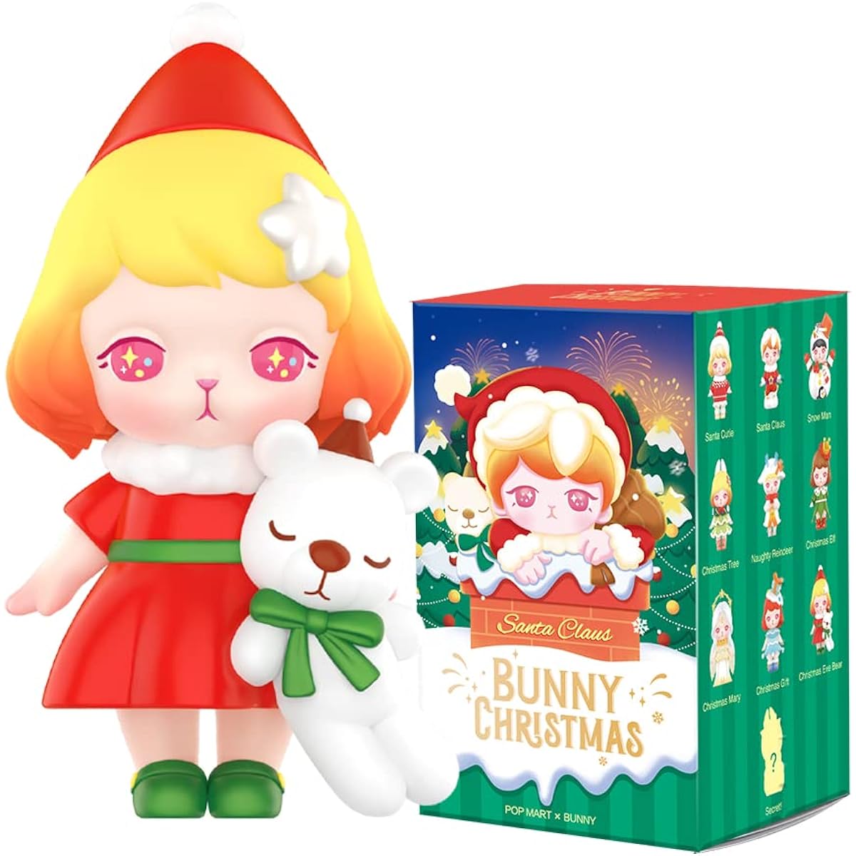 POP MART Bunny Christmas Series 9pcs Action Figures Blind Box Toy Box Bulk Popular Collectible Random Art Toys Hot Toys Cute Figures Creative Gifts for Christmas Birthday Party Holidays