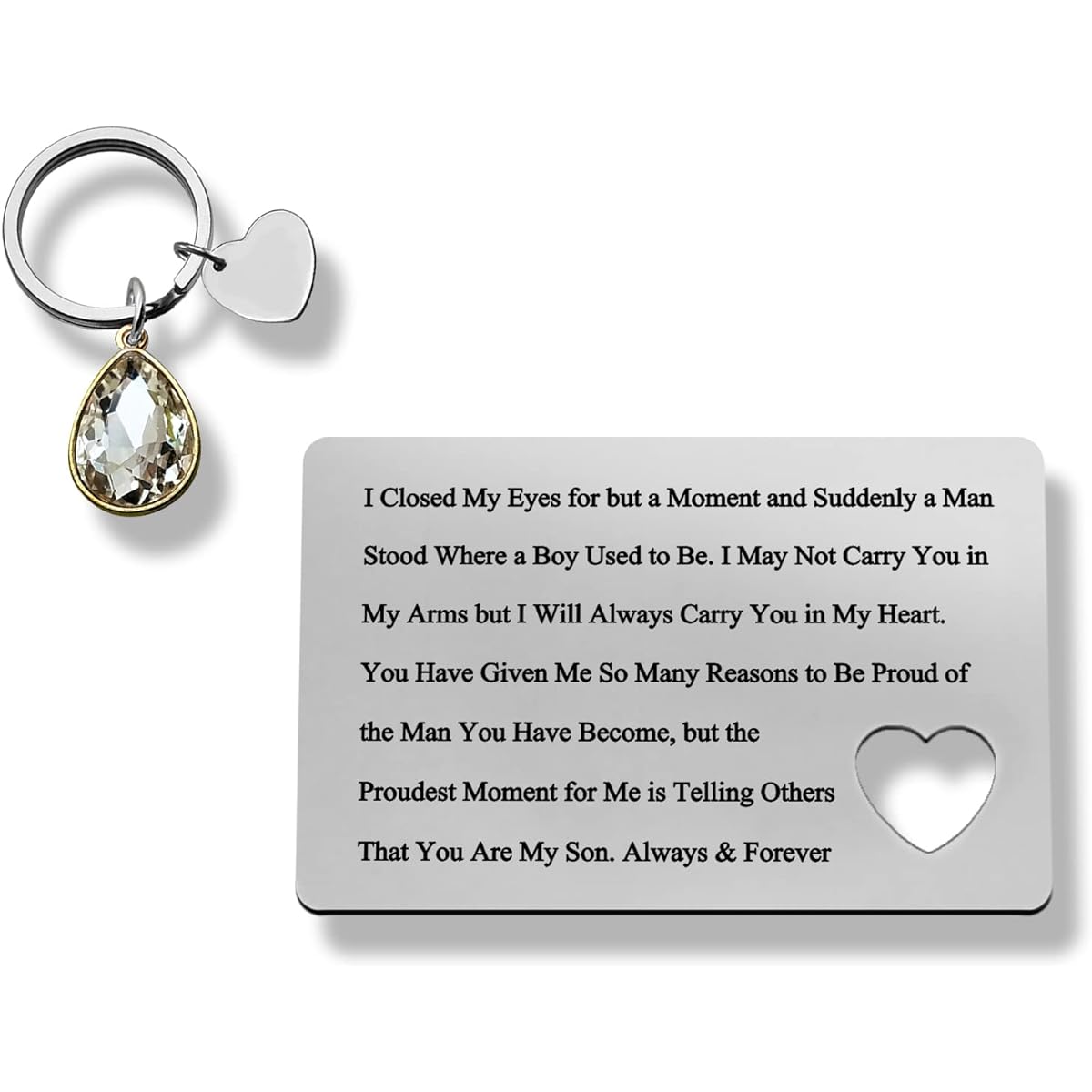 To My Son Wallet Card Engraved Metal Wallet Insert Engraved for Son Love Note Gift for Son Wallet Card from Mom Graduation Gift for Son Christmas Birthday Gift