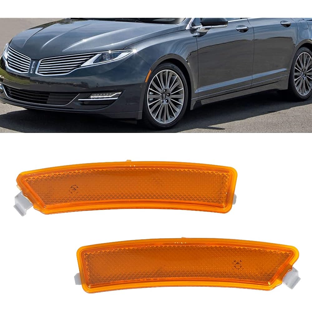 JESYMBX Front Bumper Reflector Side Marker Light Turn Signal Lamp Set for Lincoln MKZ 2013 2014 2015 2016