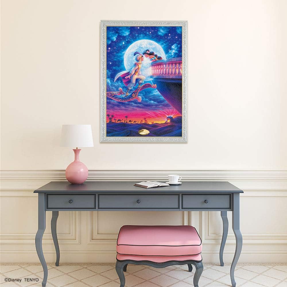 1000 Piece Jigsaw Puzzle Aladdin Moonlight Romance (51x73.5cm) & Wooden Puzzle Frame Disney Exclusive for 1000 Pieces White (51x73.5cm) [Set Purchase]