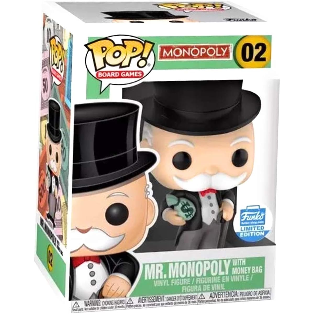 Funko POP 02 Mr. Monopoly Limited Edition Vinyl Figure with Money Bag