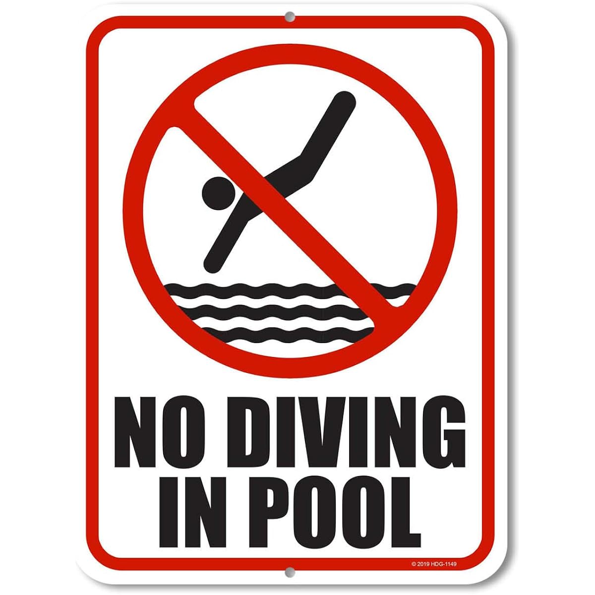 Honey Dew Gifts Pool Decor No Diving in Pool 9" x 12" Metal Aluminum Pool Sign Swimming Pool Outdoor Sign Made in the USA