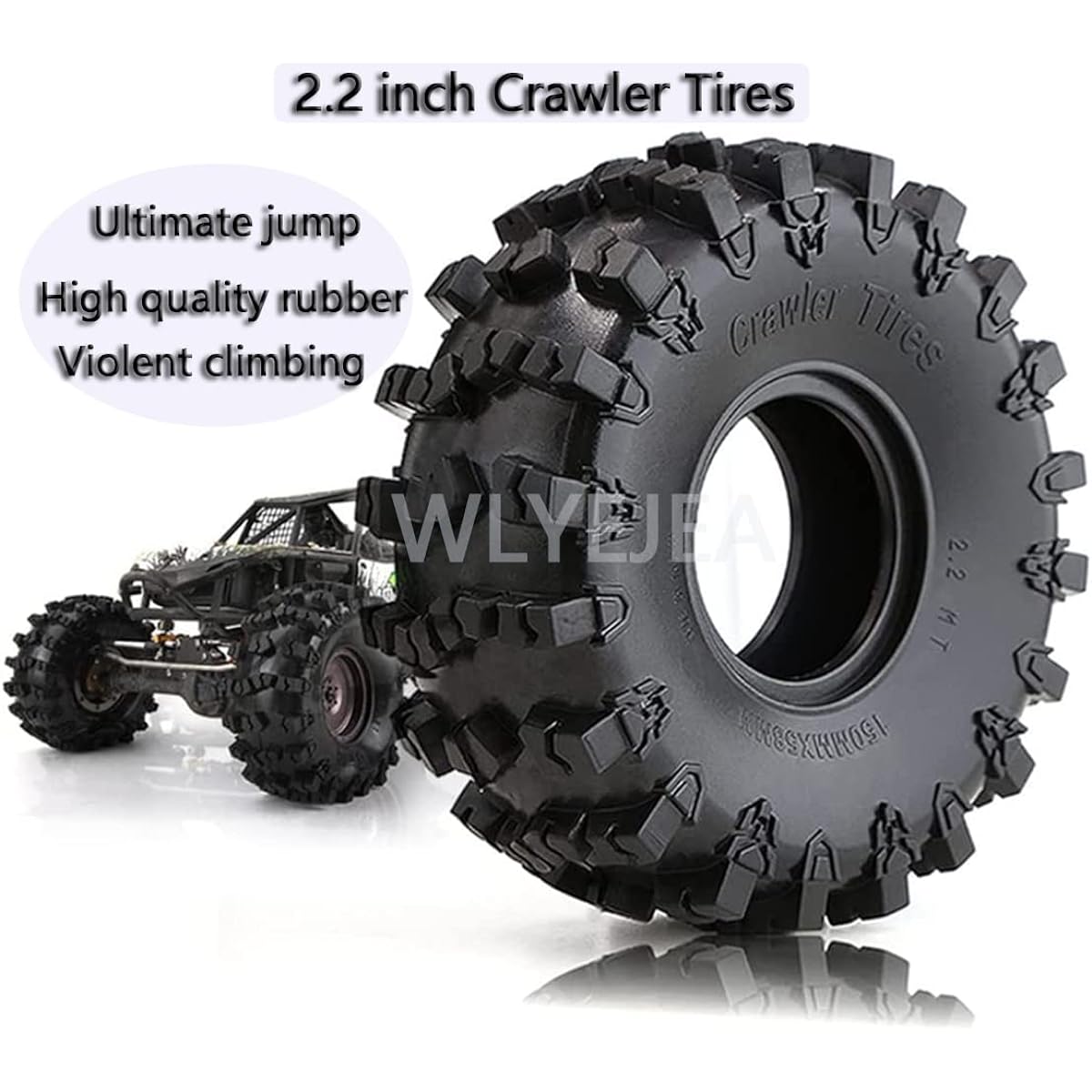 WLYEJEA 4Pcs 2.2 Inch RC Rubber Tire 150mm Crawler Tire with Foam Insert Compatible with 1/10 RC Crawler Axis SCX10 RR10 90053 AX10 Wraith 90056 90045