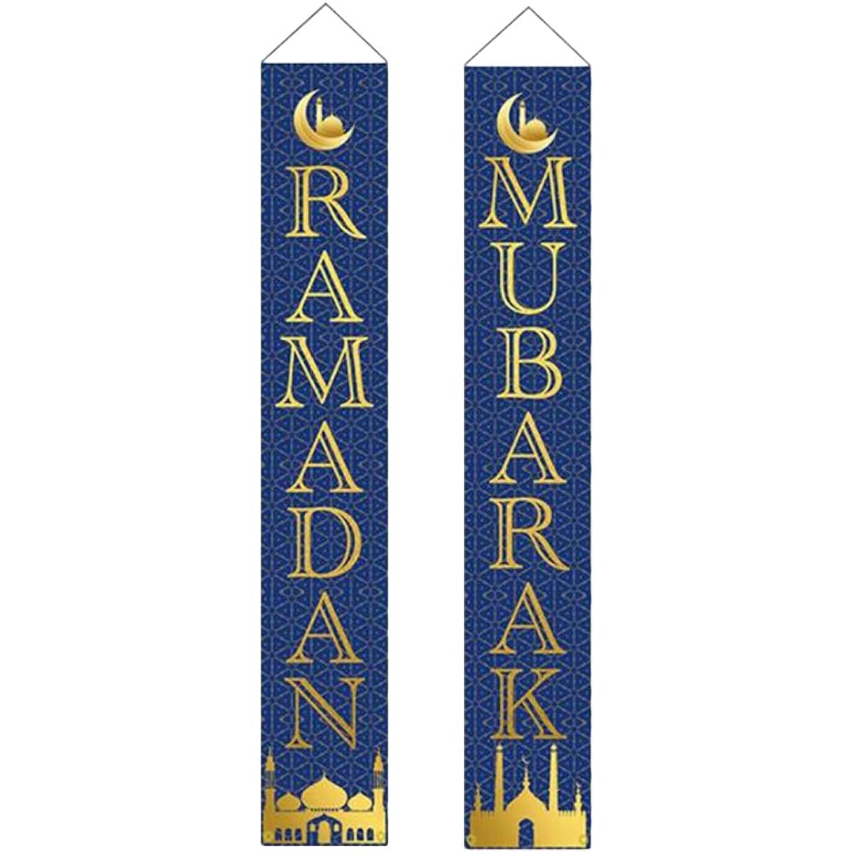LUOZZY Ramadan Mubarak Banner Muslim Door Couple Eid Hanging Decoration Islamic Party Supplies