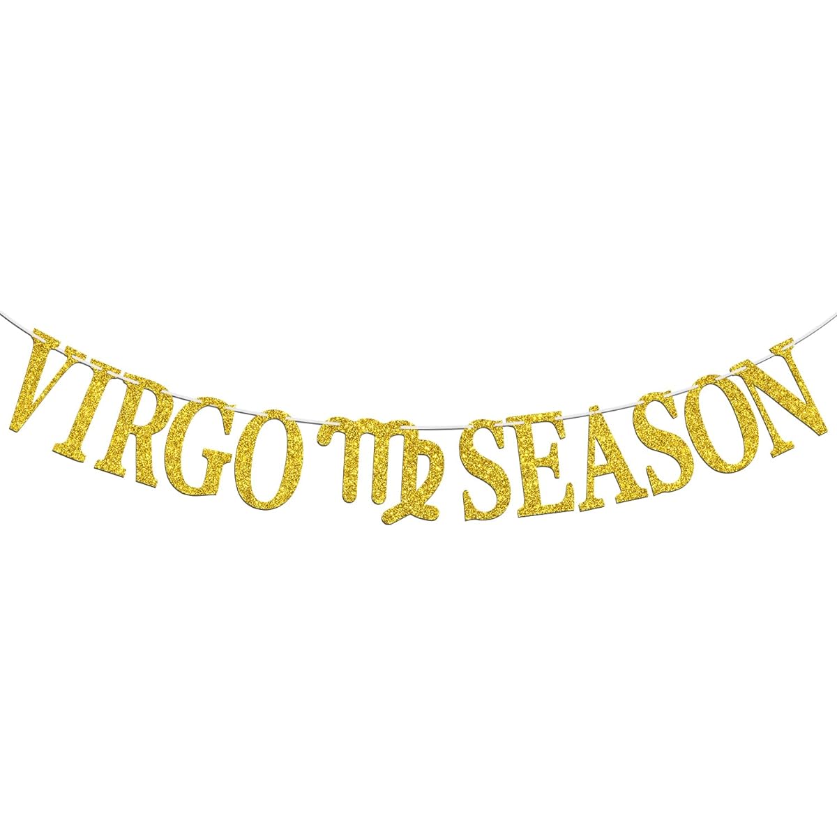 Virgo Season Banner Happy Birthday Virgo Stars and Stripes August/September Big Virgo Energy 12 Zodiac Theme Birthday Party Decorations Supplies Gold Glitter