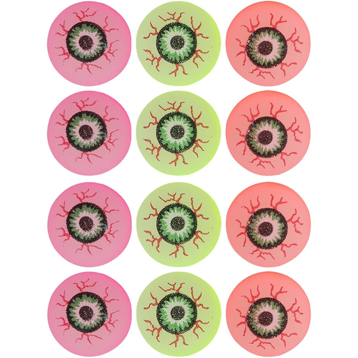 Happyyami 40pcs Halloween Eyeballs Luminous Bouncy Balls Glow in the Dark Eye Bouncing Balls Halloween Goodie Bag Fillers Halloween Party Favors