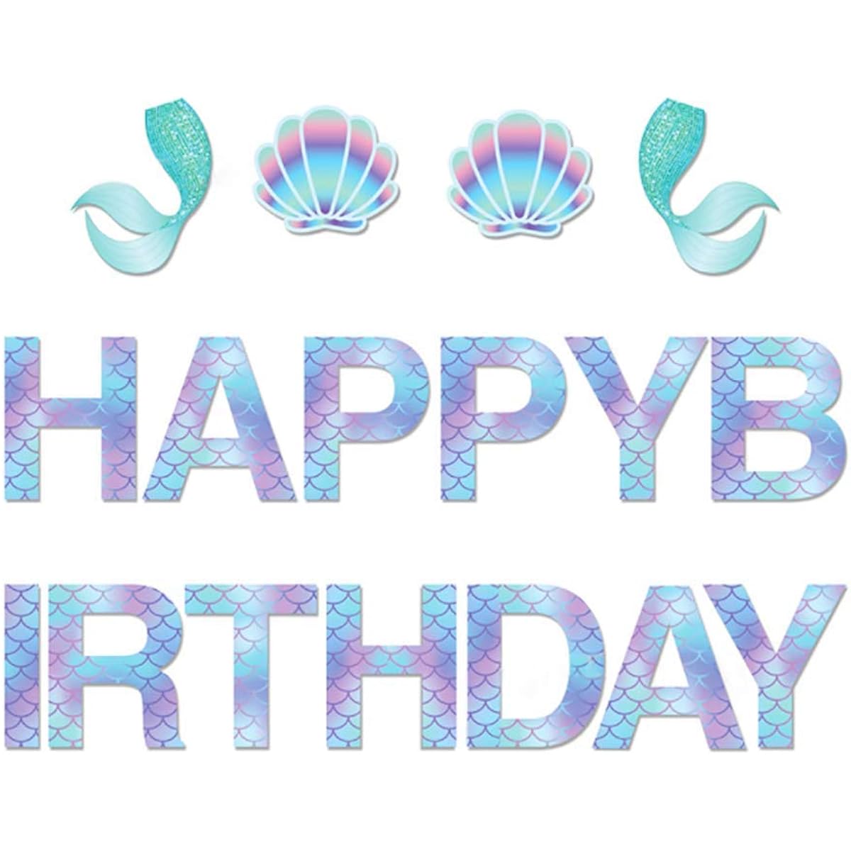 Anor WishLife Sparkle Mermaid Birthday Banner, Mermaid Banner, Mermaid Party Supplies, Little Mermaid Birthday Decorations for Girls/Boys/Kids/Home/Classroom/Baby Shower/1st Birthday
