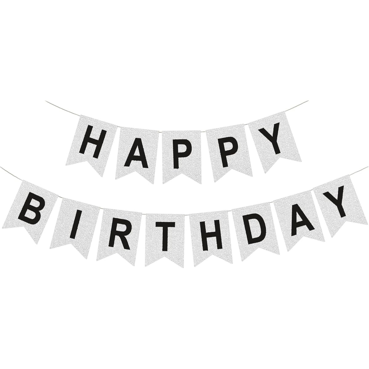 Happy Birthday Banner Silver Thick Fabric Pre-Stretched Glitter Silver Birthday Sign Birthday Party Decoration Supplies