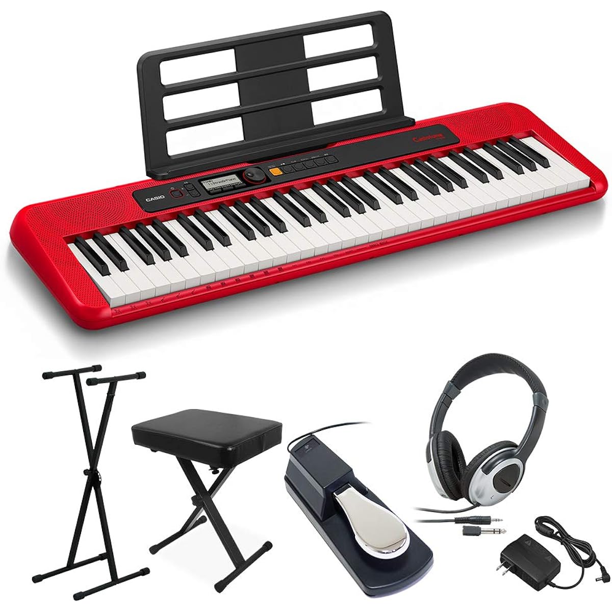 CASIO CT-S200 RD stand/chair/headphones/pedal set 61 keys Casiotone keyboard electronic piano