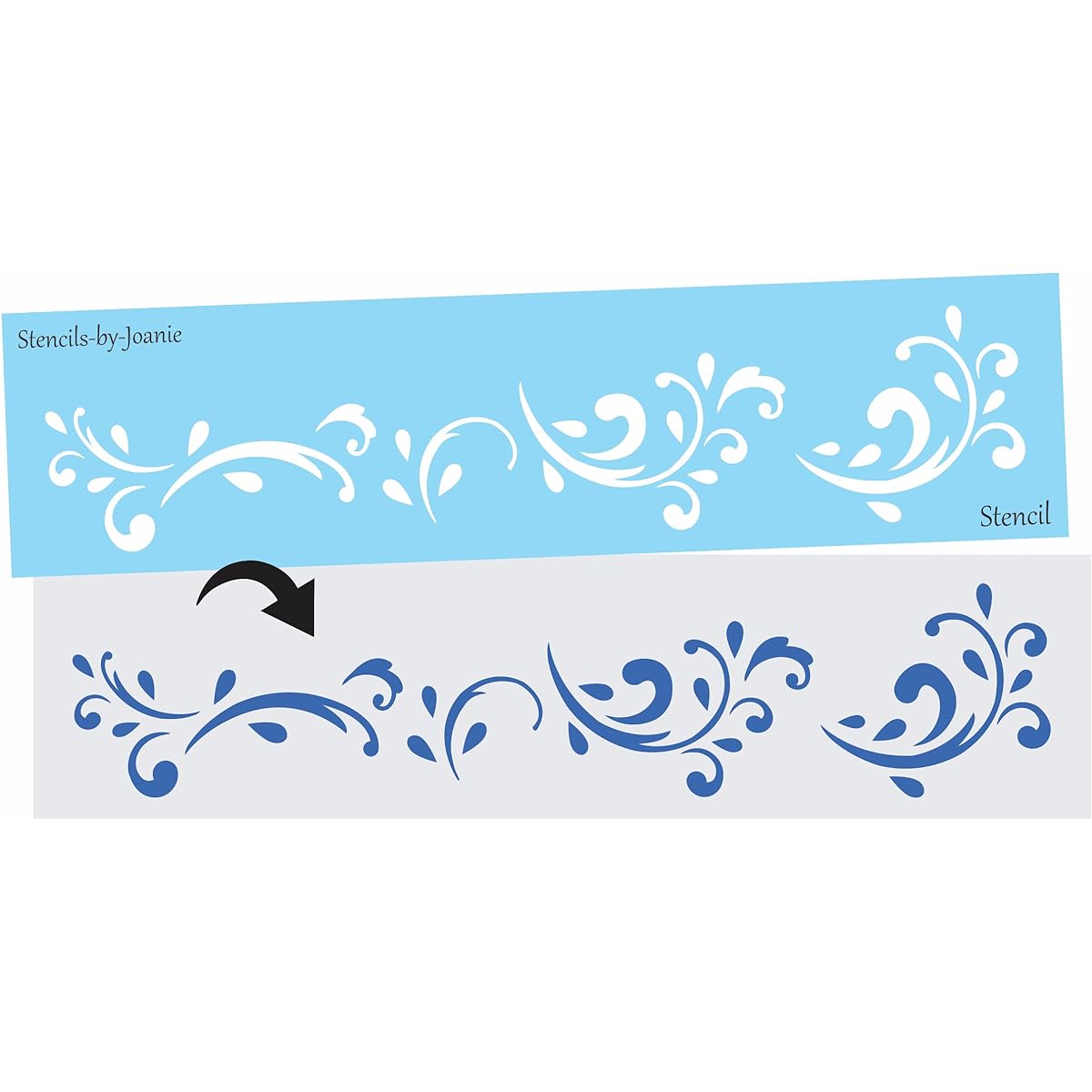 Victorian Scroll Border Stencil Floral Swirls Leaves Art Template DIY Craft 6"x24" Sign Joanie