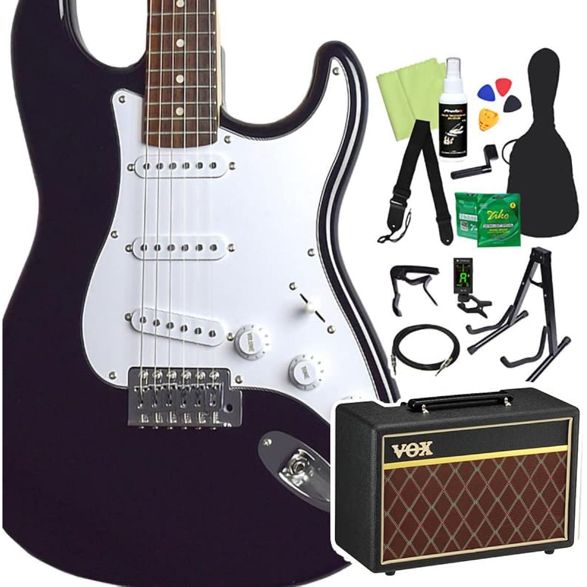 FERNANDES LE-1Z 3S/L BLK Electric Guitar Beginner 14-piece Set [With VOX Amplifier] Fernandes