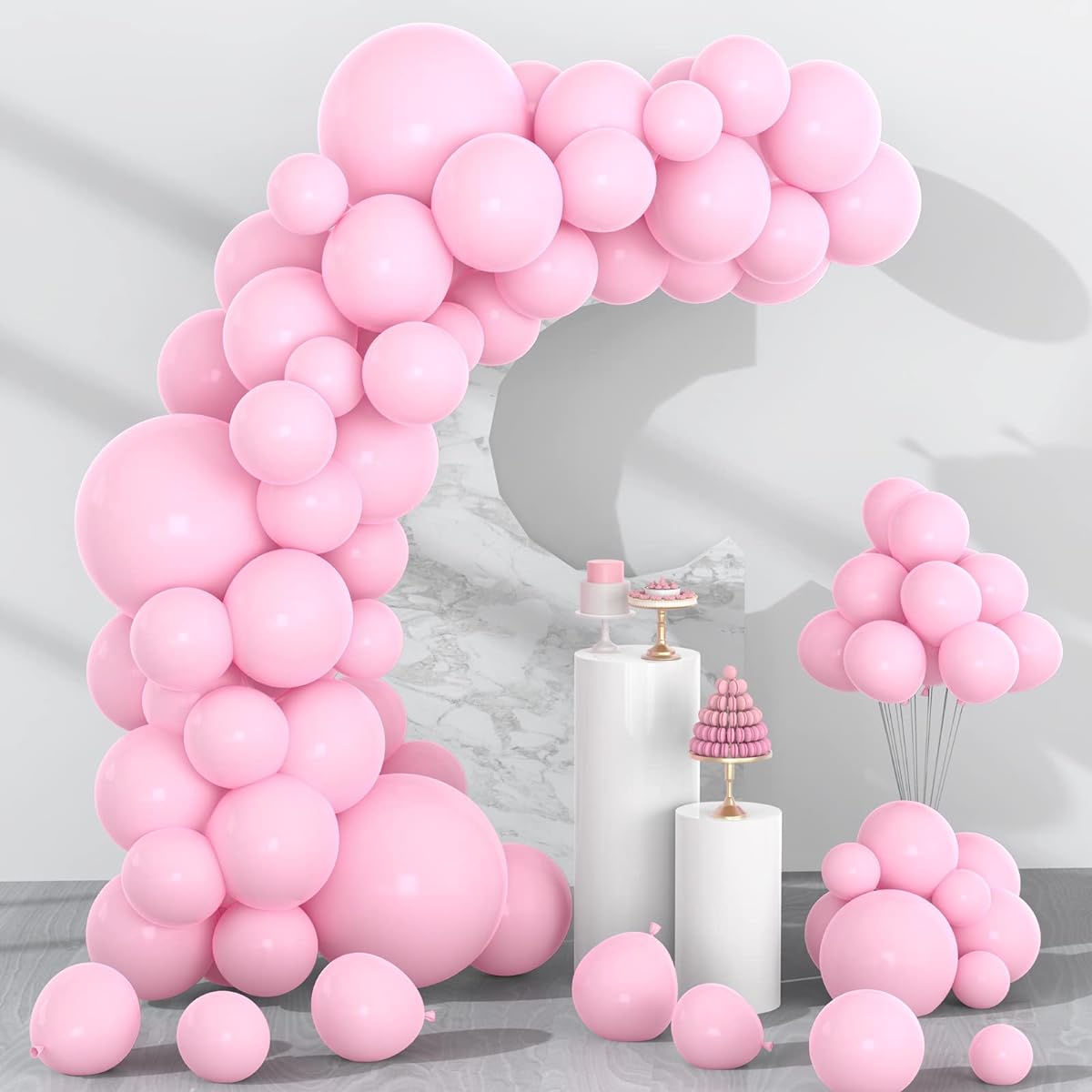 Kelfara Light Pink Balloons Party Arch Garland Kit 100 Pieces Different Size Latex Balloons (18/12/10/5 inch) Pink Theme Wedding Birthday Anniversary Valentine's Day Party Decoration Balloons