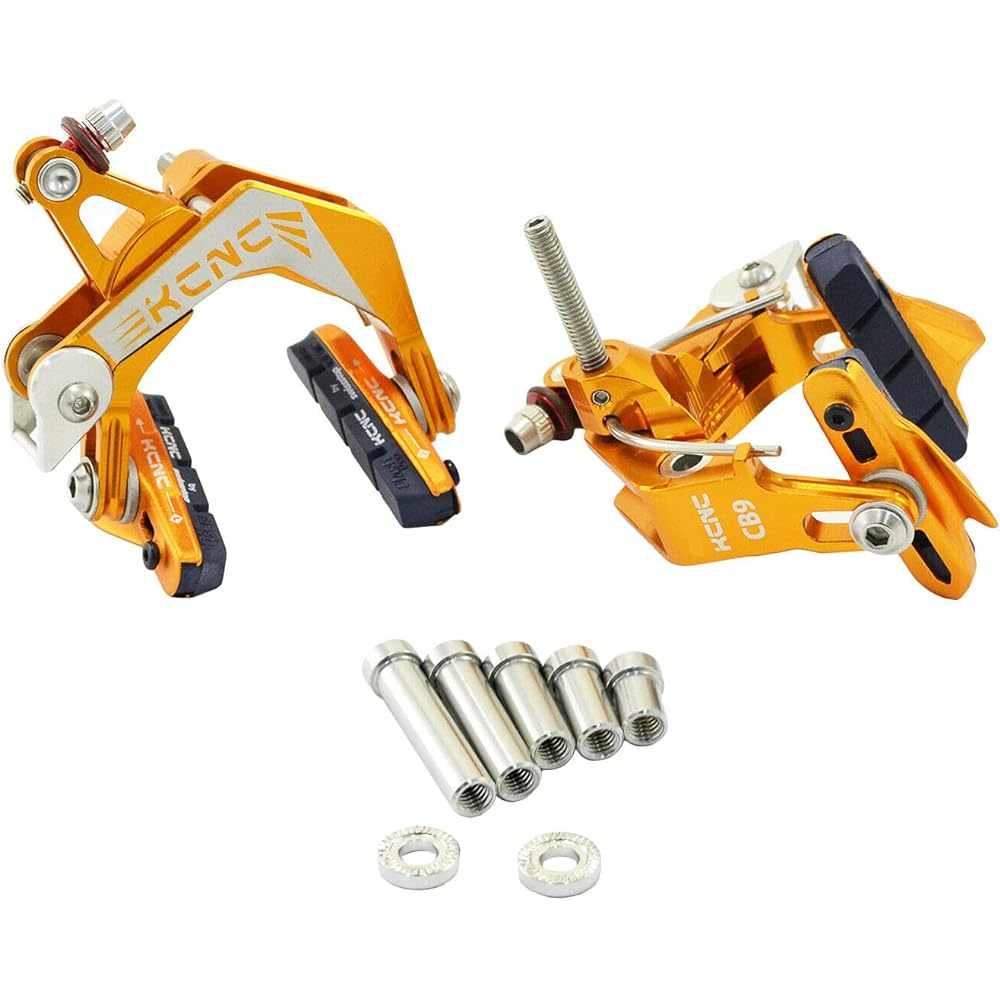 KCNC CB9 Road Caliper Brake Set (Front and Rear) Designed For Road Bike Wide Wheel Rim, Gold, SK2427