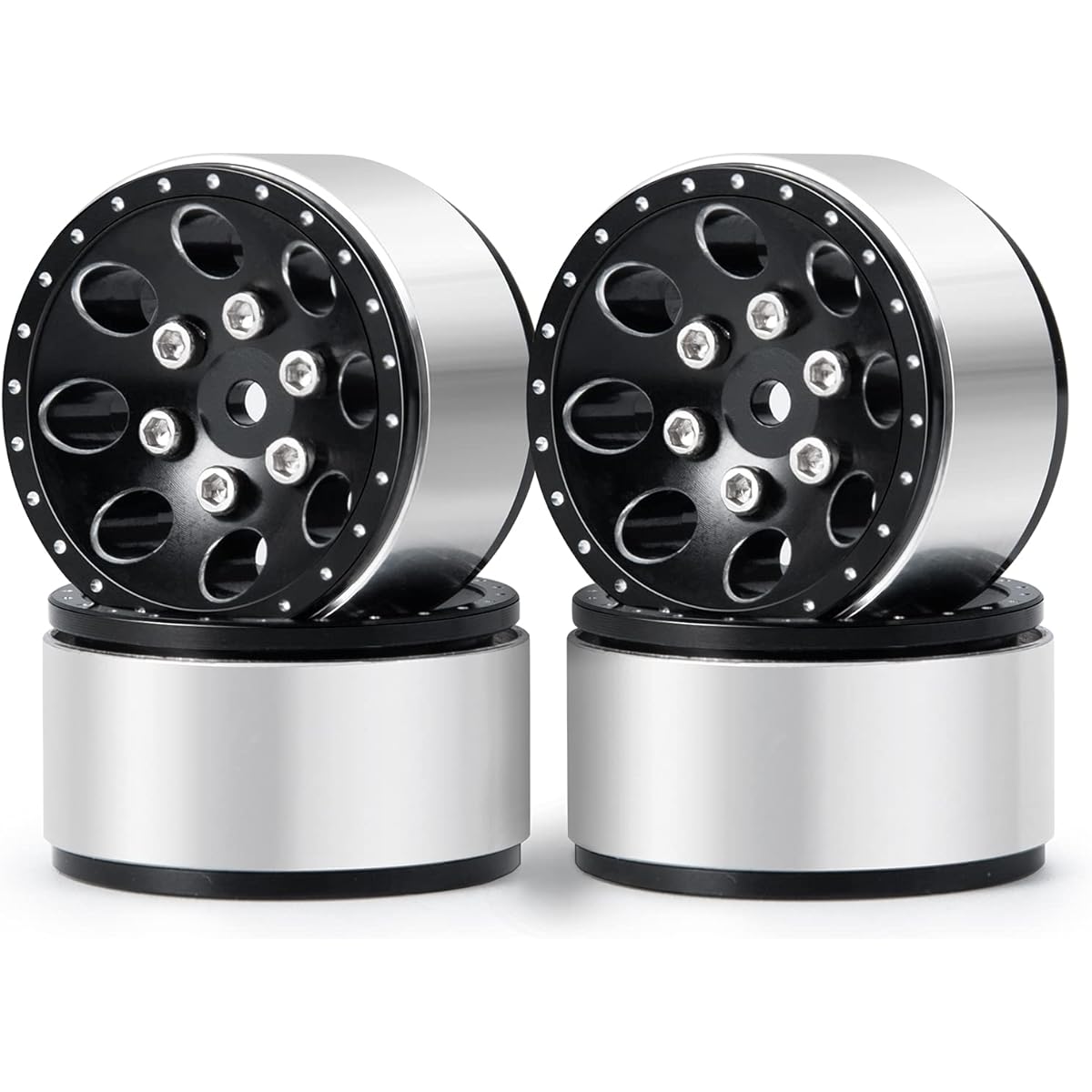 RC-Hub 4pcs Alloy 1" Beadlock Wheel Rim Hub 28.5mm for 1/24 Axial SCX24 AXI0081 AXI0001 RC Crawler Car Black
