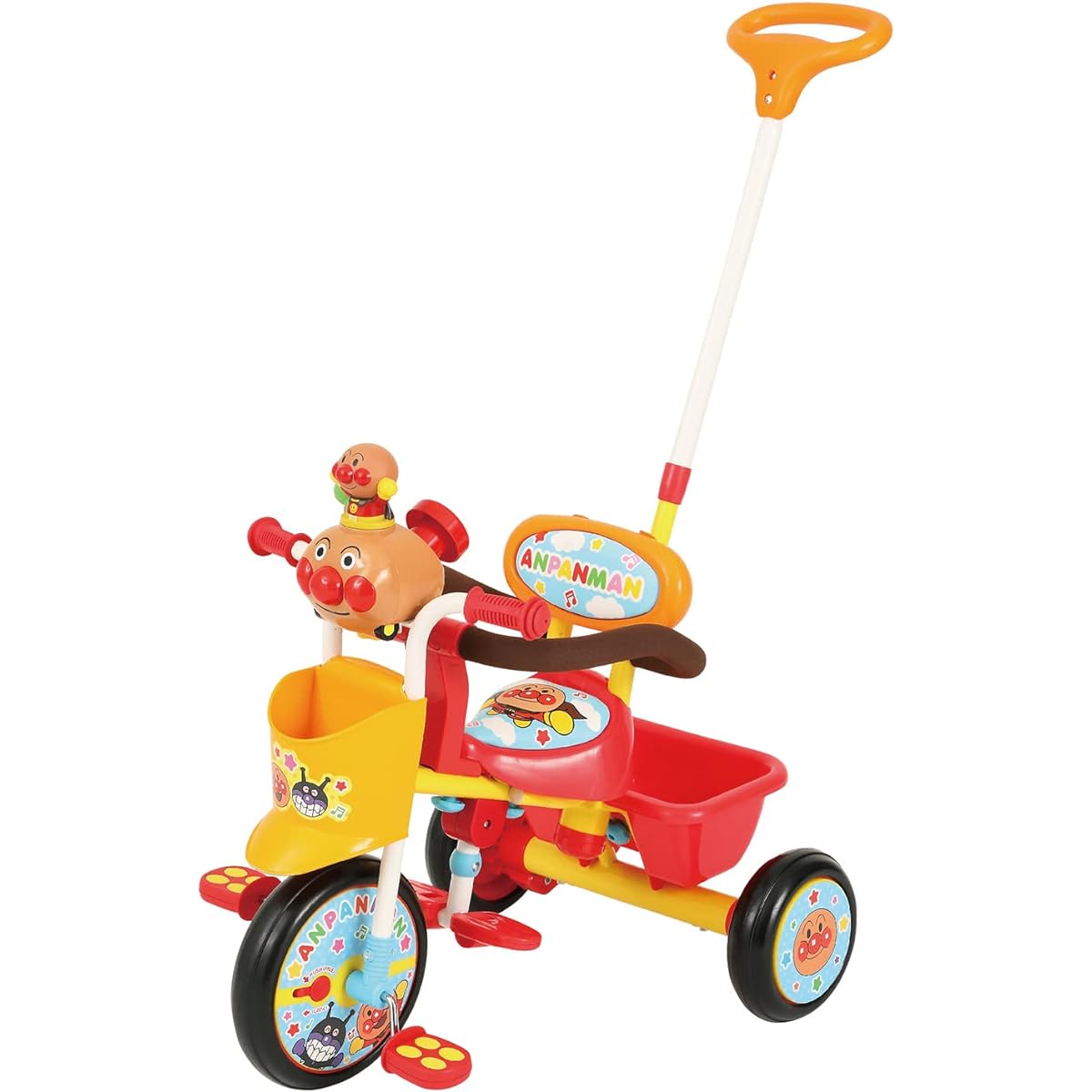 JOYPALETTE Going Out Tricycle Anpanman Go V (buoy) 0211 Anpanman Tricycle 1.5 years old and up Handle Toy with Stopper Going Out Push Rod Free Pedal