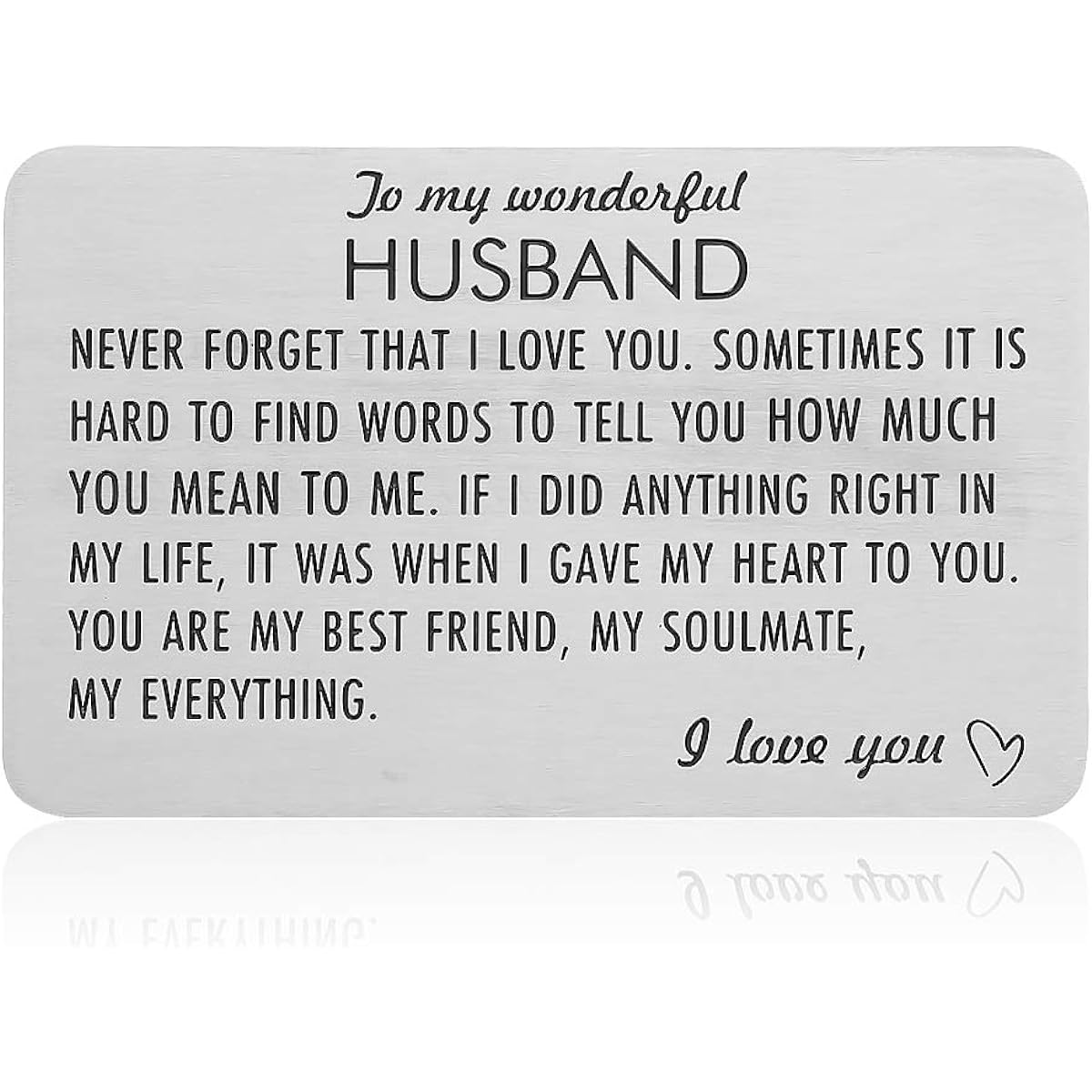 Engraved Wallet Insert Card Anniversary Birthday Gifts for Husband Boyfriend Groom Fiance Wedding Valentines Gift from Wife Girlfriend