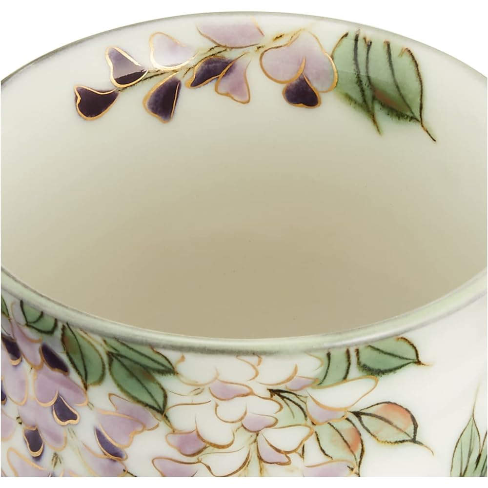Kyoto ware, Kiyomizu ware, pottery kiln, teacup, large, white, purple flowers KTA576-01