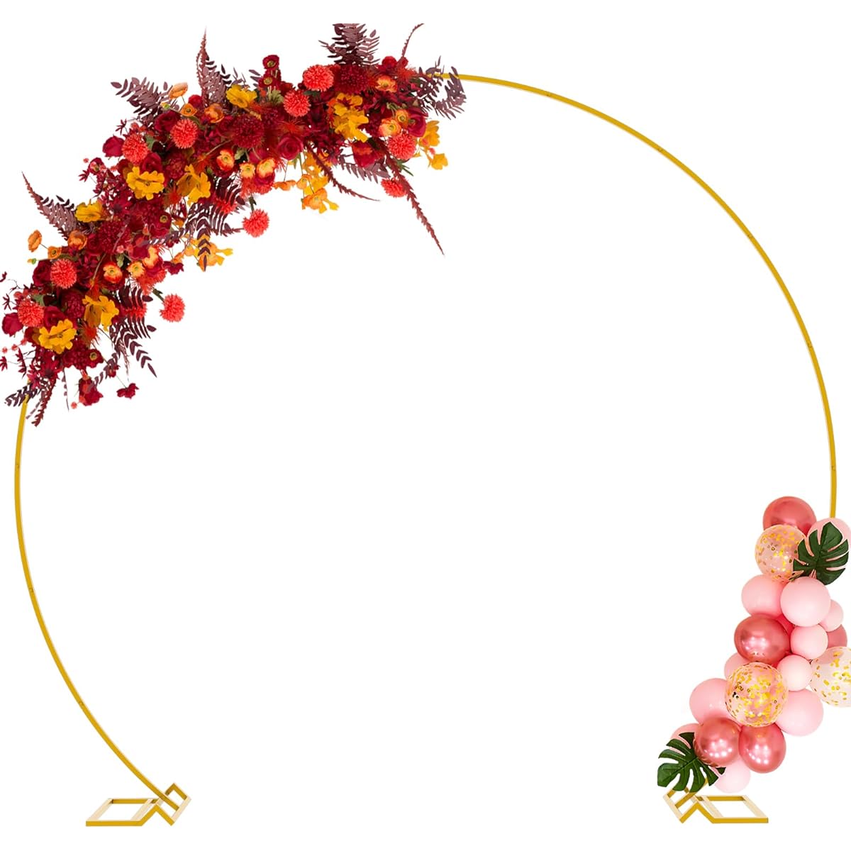 Wokceer Round Backdrop Stand 8.5ft Gold Wedding Arch Metal Circle Balloon Arch Frame Stand for Wedding Birthday Party Bridal Shower Anniversary Candy Table Decoration