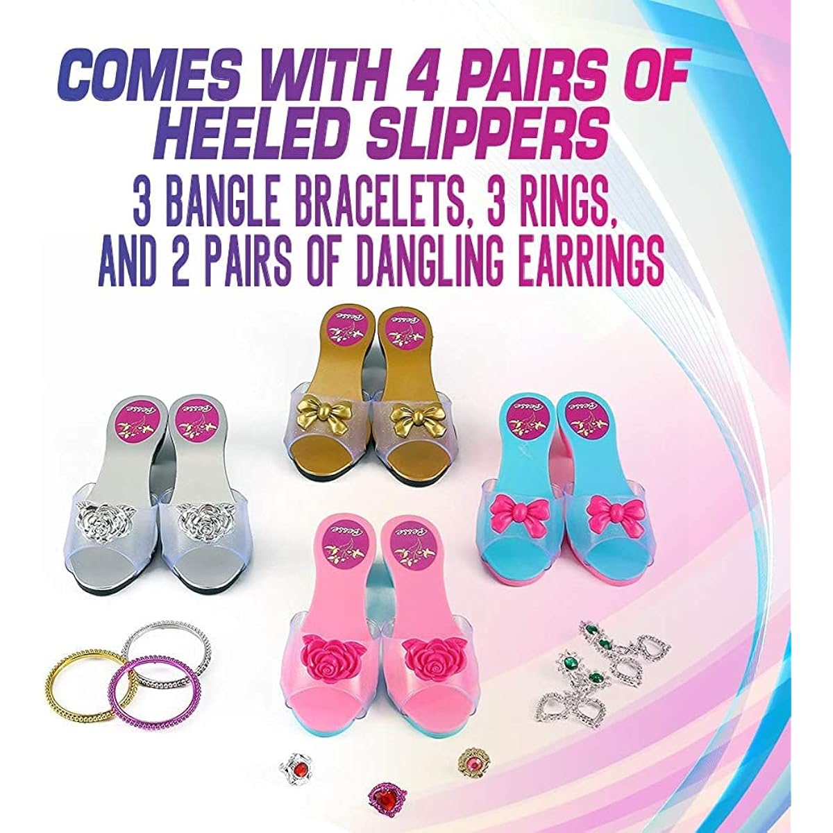 Princess Dress Up & Play Shoe and Jewellery Boutique (Includes 4 Pairs of Shoes + Fashion Accessories)