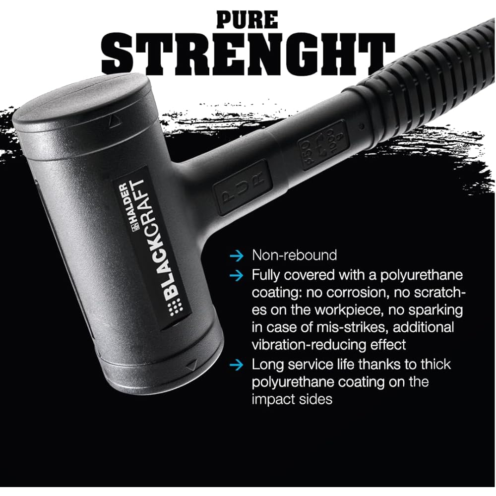 Halder Recoilless Plastic Hammer Black Craft Nylon (White) Diameter 40 Swiss Made