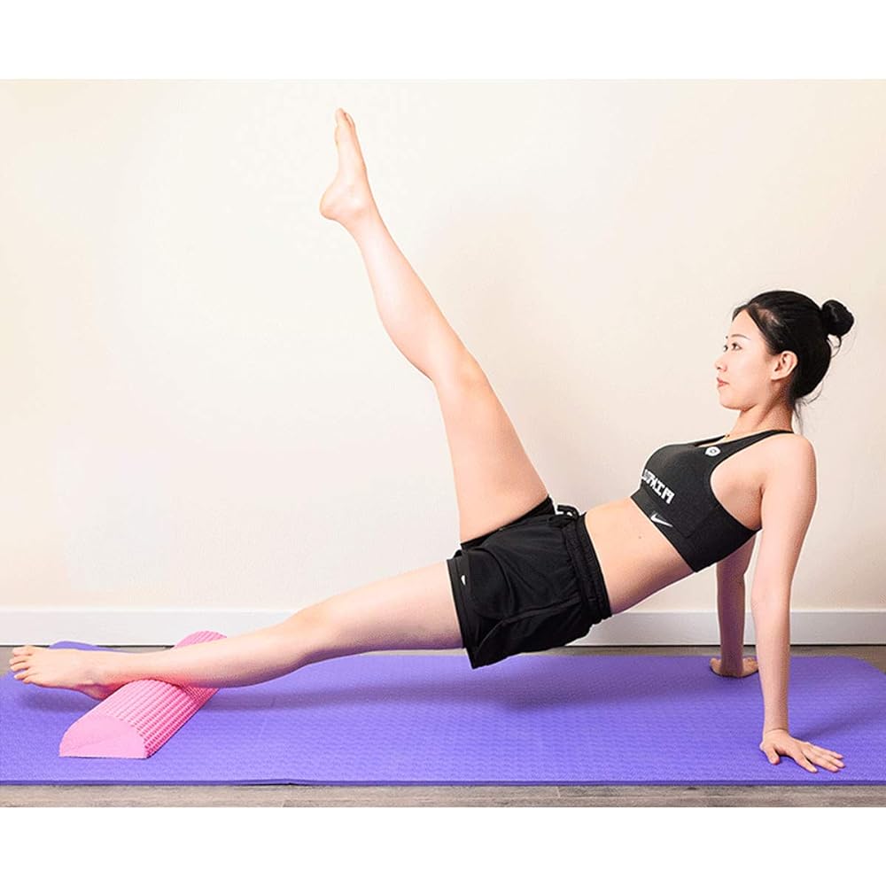 Stretching Pole Half Yoga Pole Foam Roller Semicircle Half Cut Set of 2 Stretching Pole Reset Pole Half Cut Length 45cm Usage Manual Included Japanese Instruction Manual Included (Orange)