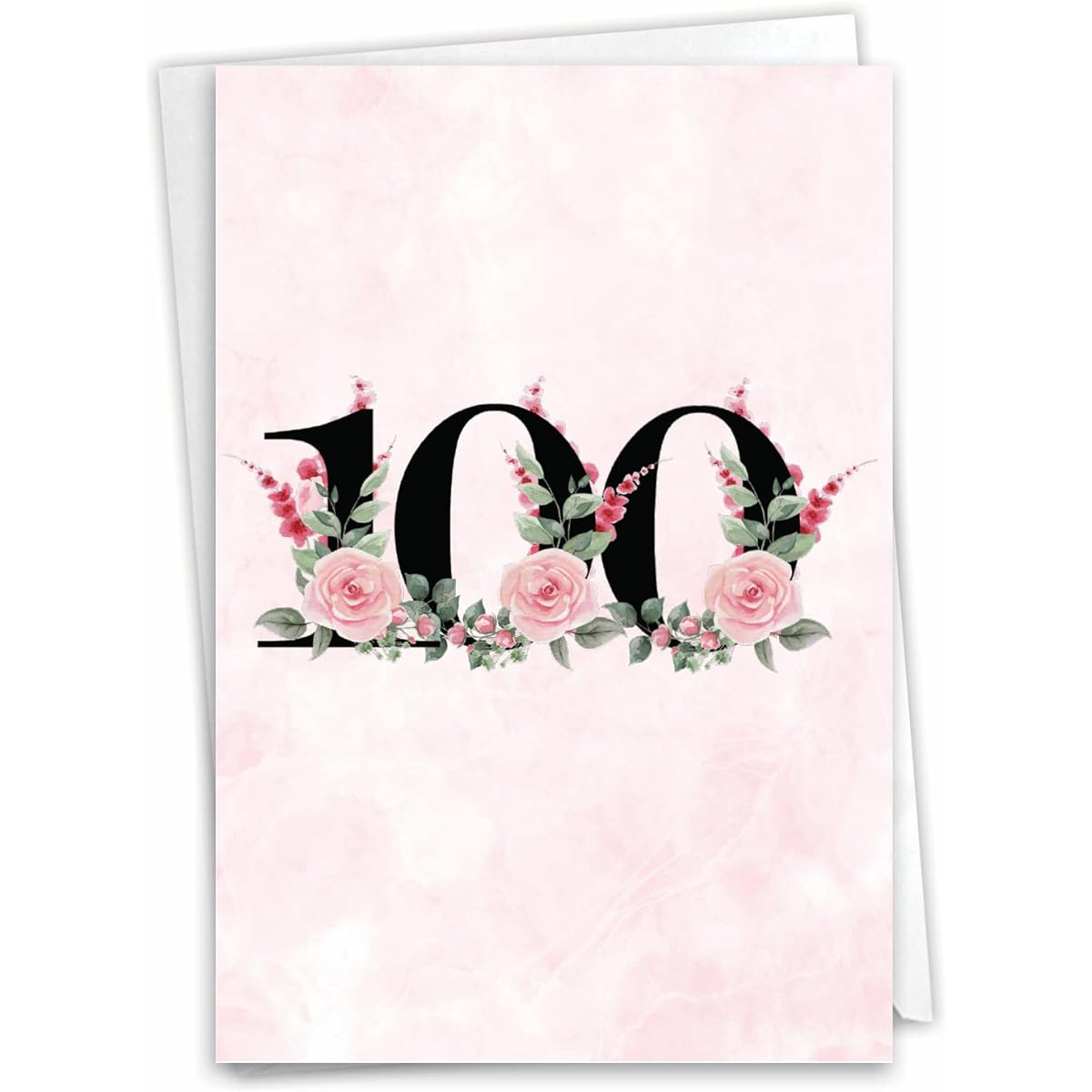 NobleWorks 100th Anniversary Milestone Birthday Greeting Card with 5 x 7 Inch Envelope (1 Card) Floral Age 100 C8266MBG