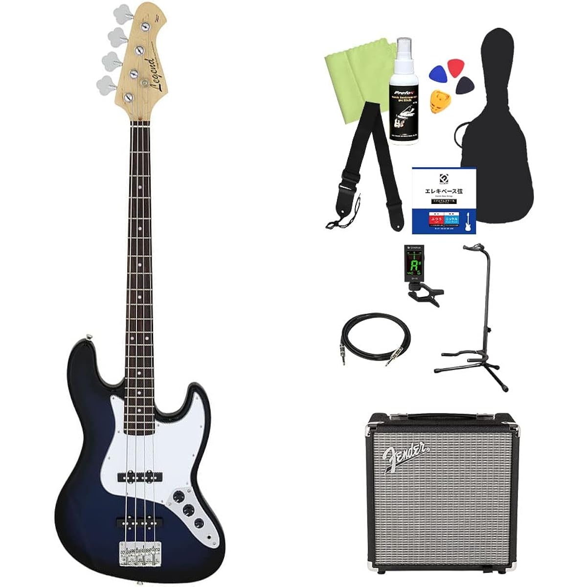 LEGEND LJB-Z Bass Beginner 12-piece Set [Fender Amplifier Included] BBS Jazz Bass Type Legend