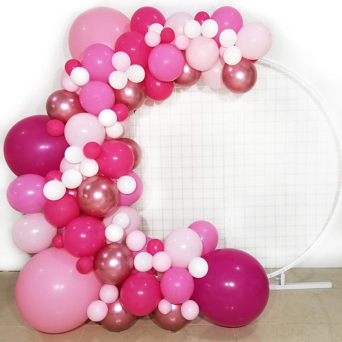 FUNPRT Barbie Party Balloon Garland Kit, 100pcs Metallic Rose Gold Pink White Latex Balloons for Girls Birthday, Barbie Party, Baby Shower