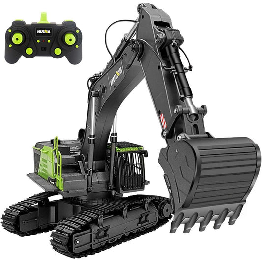 Remote Control Excavator RC Construction Vehicle 22 Channel 2.4G Full Function Digger 1/14 Scale Acousto-Optical Toy, Metal Digging Excavator, 360° Infinite Rotation Work Platform, New Version 593 (With one battery)