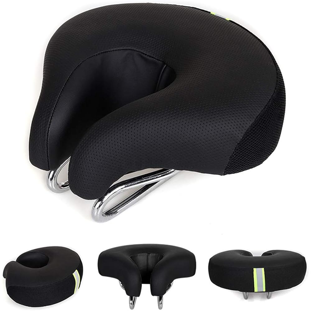 Poilee Bicycle Saddle Soft Shock Absorption Humanized Design Comfortable for Cycling and Weekdays A038 (Black)