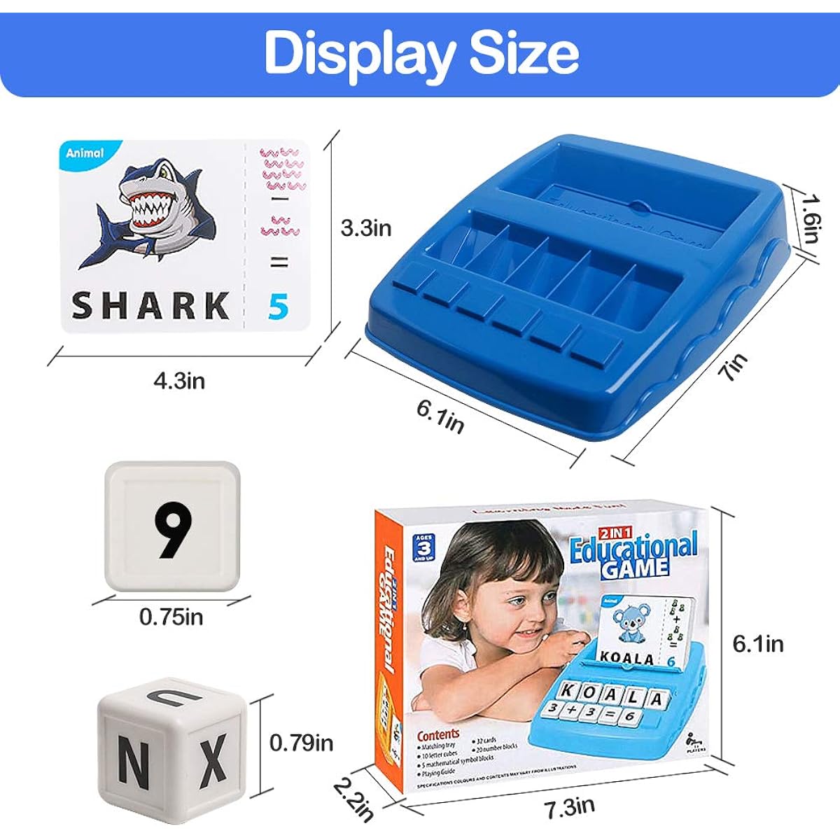 RAEQKS Matching Letter Game 2 in 1 Sight Words Flash Cards Alphabet Spelling Learning & Math Games for Kids 3-8 Educational Learning Toys Words Numbers Objects for Toddlers