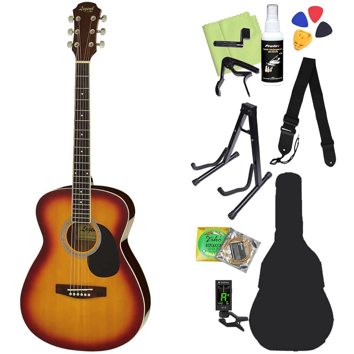 LEGEND FG-15 Acoustic Guitar Beginner 12 Piece Set CS FG15 000 Size Folk Size Legend