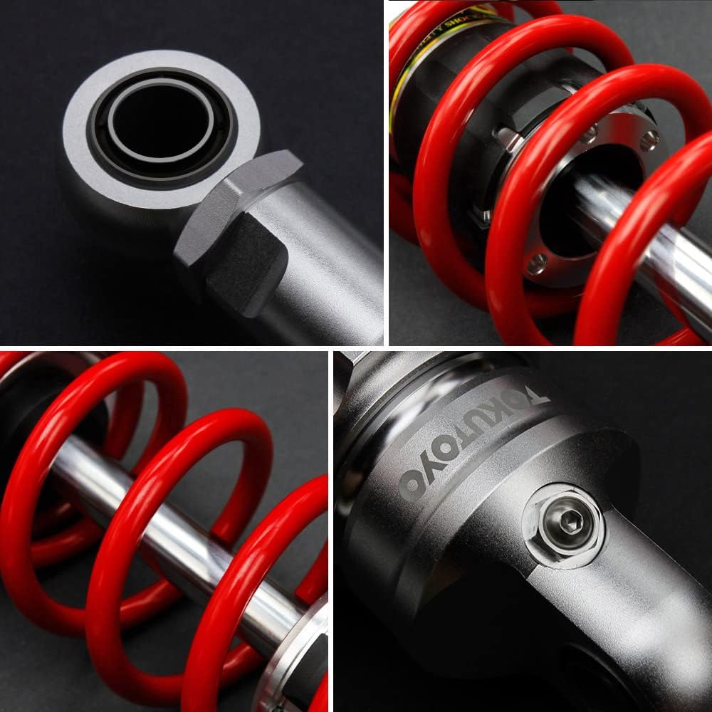 General purpose motorcycle electric motorcycle rear suspension gas shock 360mm rear suspension stepless adjustment spring preload silver red TOKUTOYO