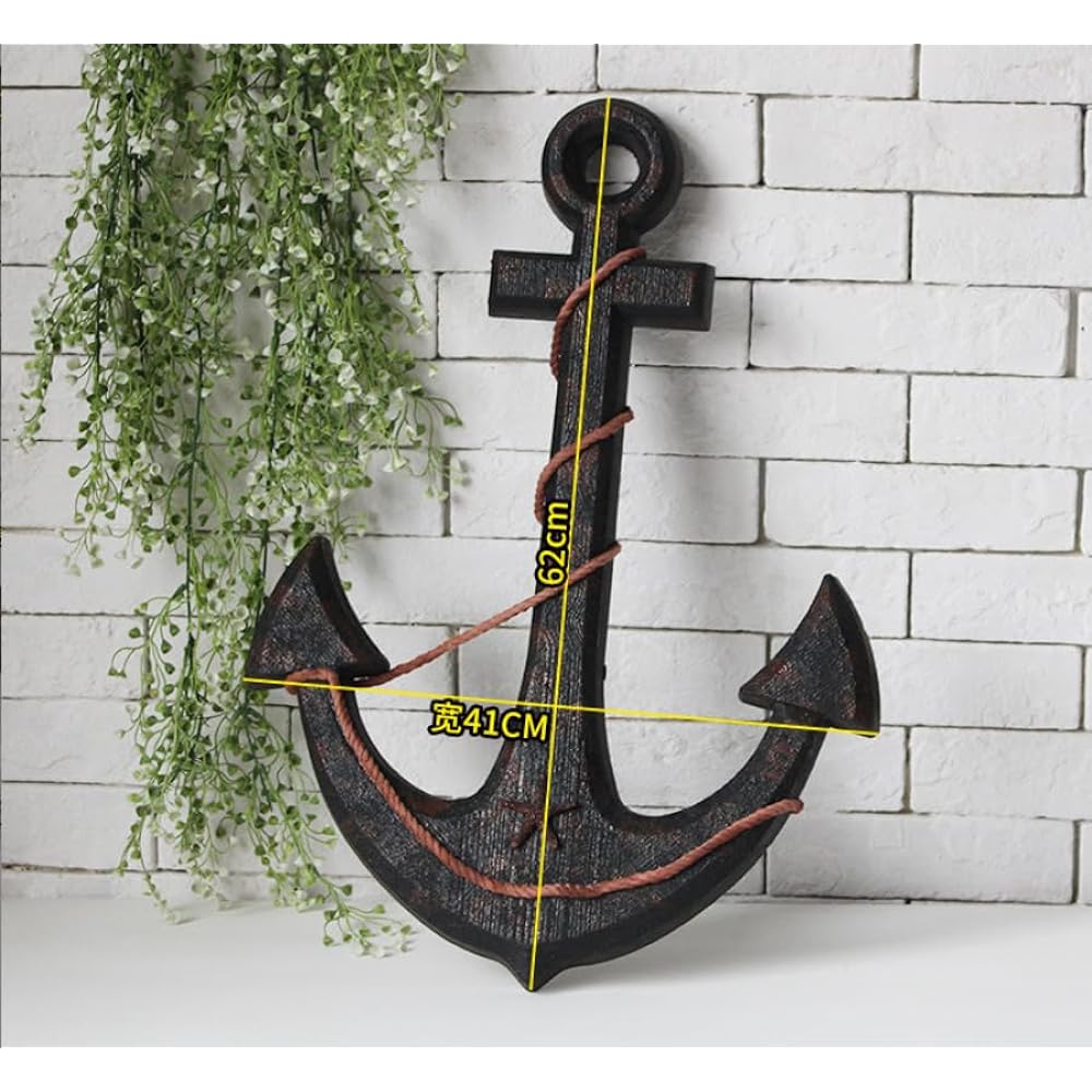 Wooden Rudder Anchor Antique Pirate Interior Stylish Ship Object Retro Boat Barrel Gardening Asian Taste Helms American Floating Ball Stylish (L, Anchor Rudder Set)