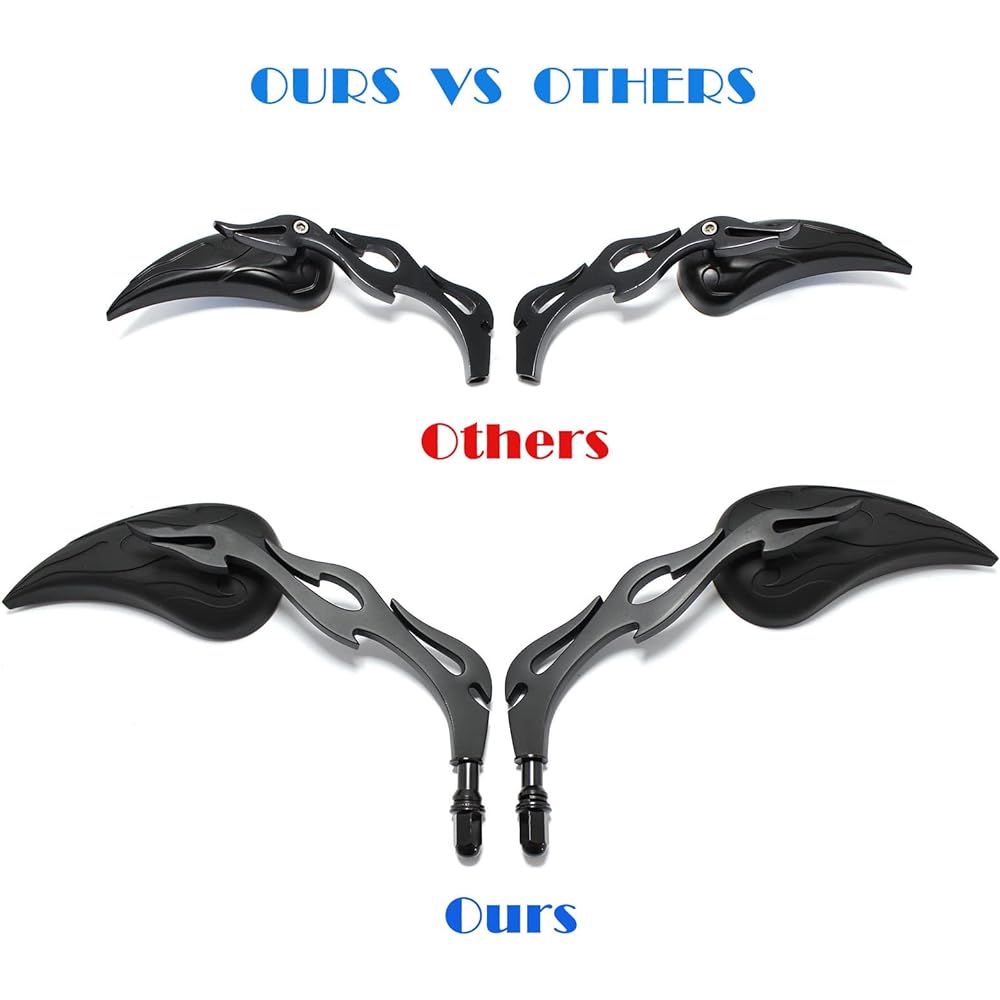 8mm Chrome Motorcycle Teardrop Rear View Side Mirror for Harley Sportster Cruiser Chopper (Black)