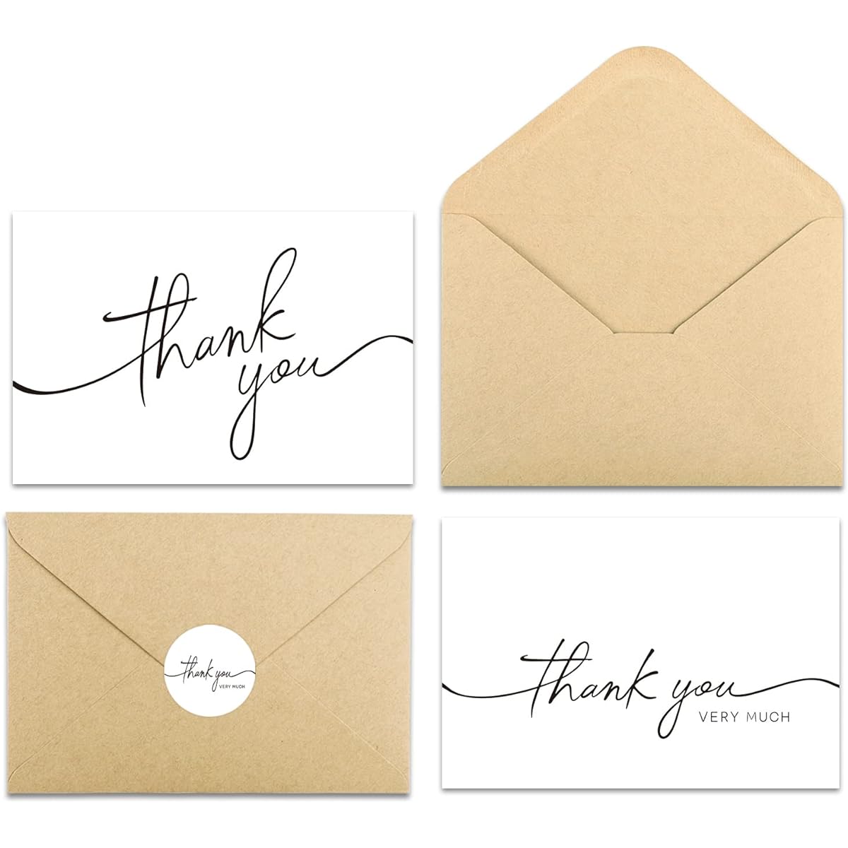 BGTCARDS Thank You Cards with Envelopes, Bulk Pack of 100, 4" x 6" Professional Looking | Suitable for Business, Baby Shower, Wedding, Small Business, Graduation, Bridal Shower, Funeral