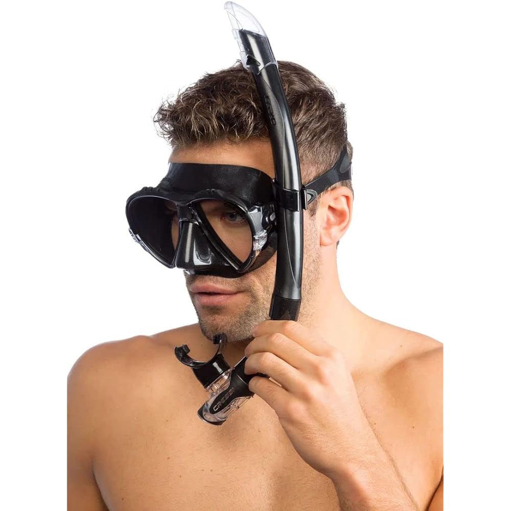 CRESSI Scuba Snorkeling Mask & Snorkel Set [MATRIX & GAMMA] Inverted Teardrop Lens Mask & Compact Snorkel with Dryad [Genuine Product]