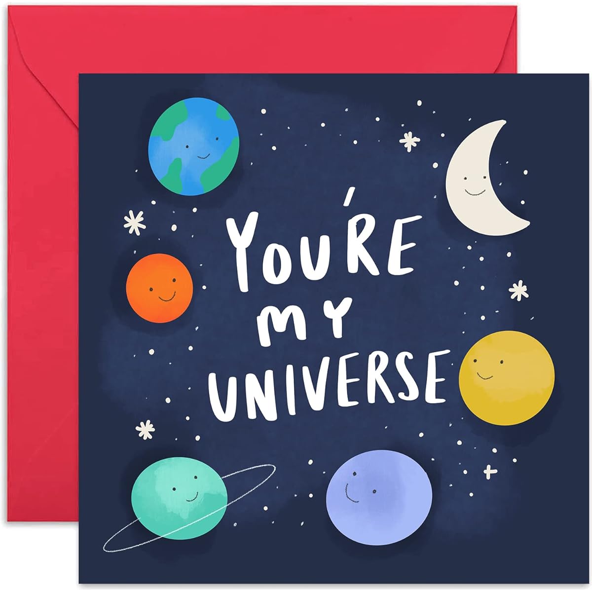 Old English Co. You're My Universe Card - Fun Romantic Card for Your Other Half | For Boyfriend, Girlfriend, Husband, Wife | Blank Inside & Envelope Included