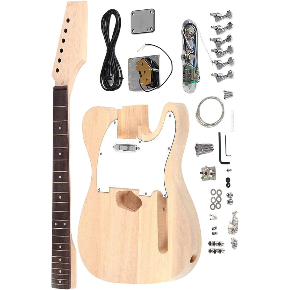 PEWETE Unfinished DIY Electric Guitar Fretboard Guitar Neck Guitar Parts Stringed Instrument Parts