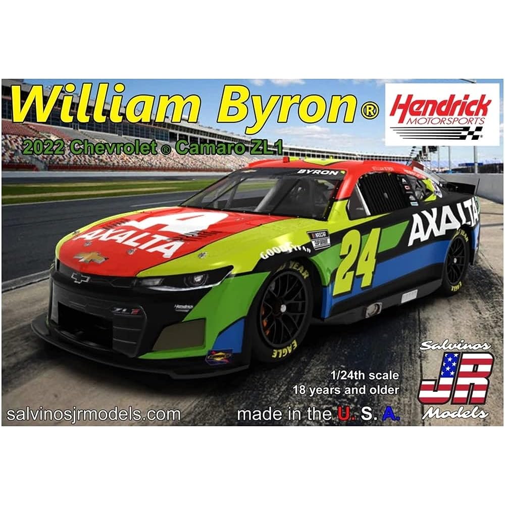 Salvinos J.R Model 1/24 NASCAR 2022 Camaro ZL1 Hendrix Motorsports "William Byron" Plastic Model SJMHMC2022WBP Molding Color