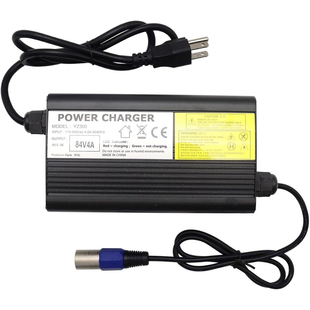 84V 4A Lithium Battery Charger AC Adapter Power Supply 20S 72V Lithium Li-ion Battery Pack with 3 Pin XLR Plug