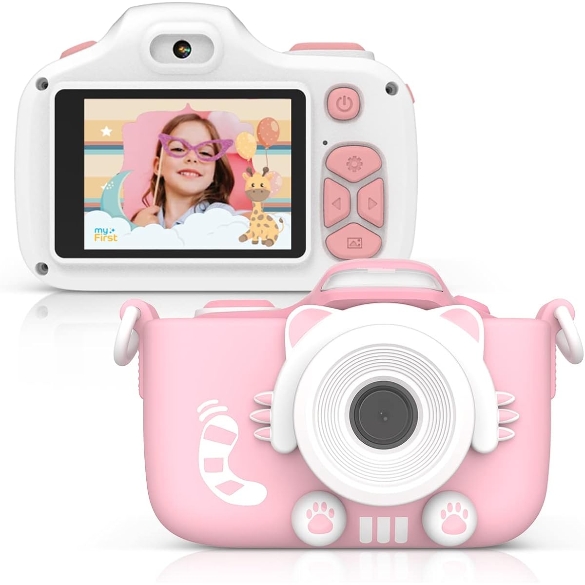 myFirst Camera 3 Mini Camera for Kids Christmas Birthday Gift for Boys Girls Adults Age 4-15 Travel 12MP HD Camcorder with Extra Selfie Lens Shockproof Case and Neck Strap (Pink)