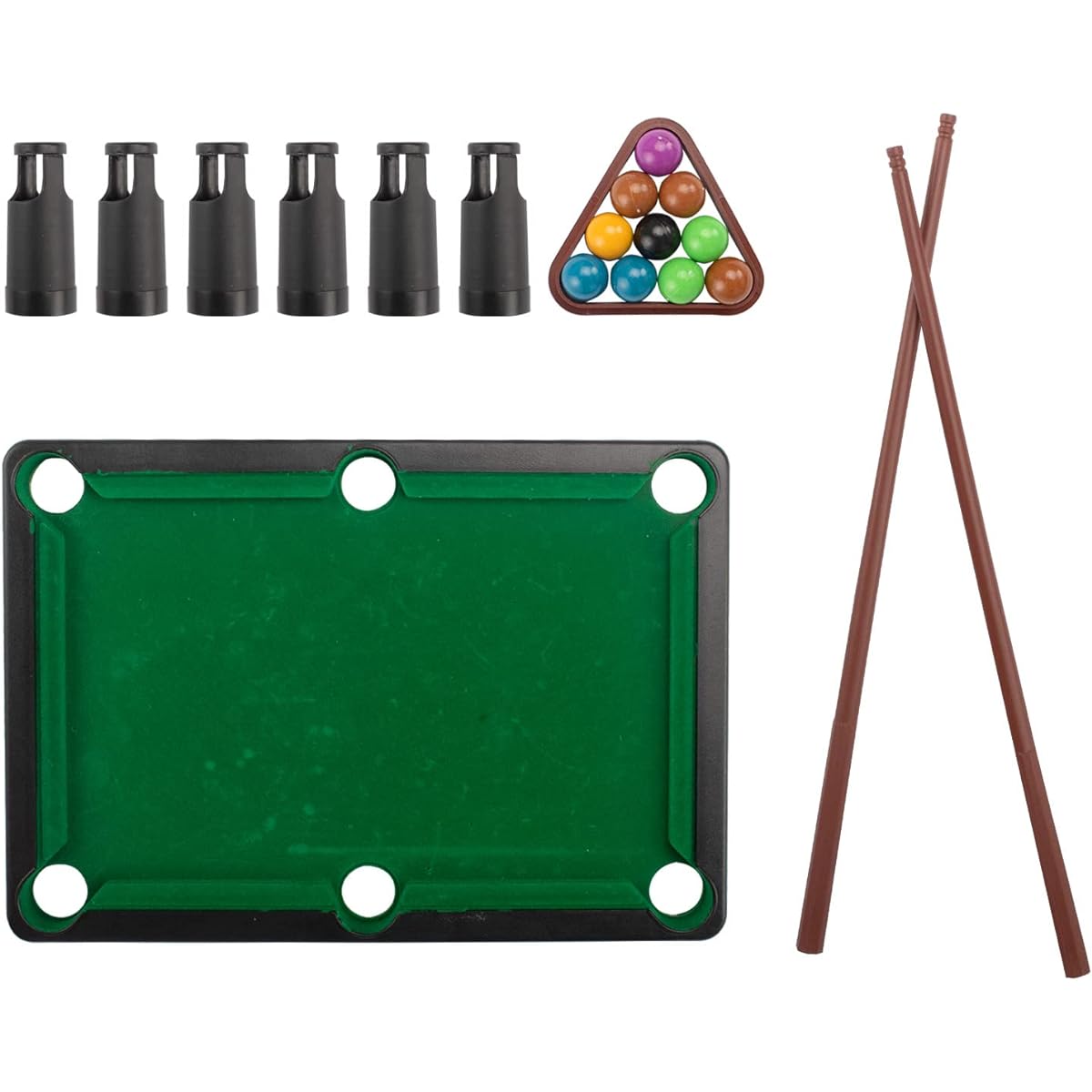 Mini Pool Table Set Portable Small Tabletop Billiard Game 2 Sticks 16 Balls Triangle for Travel Party