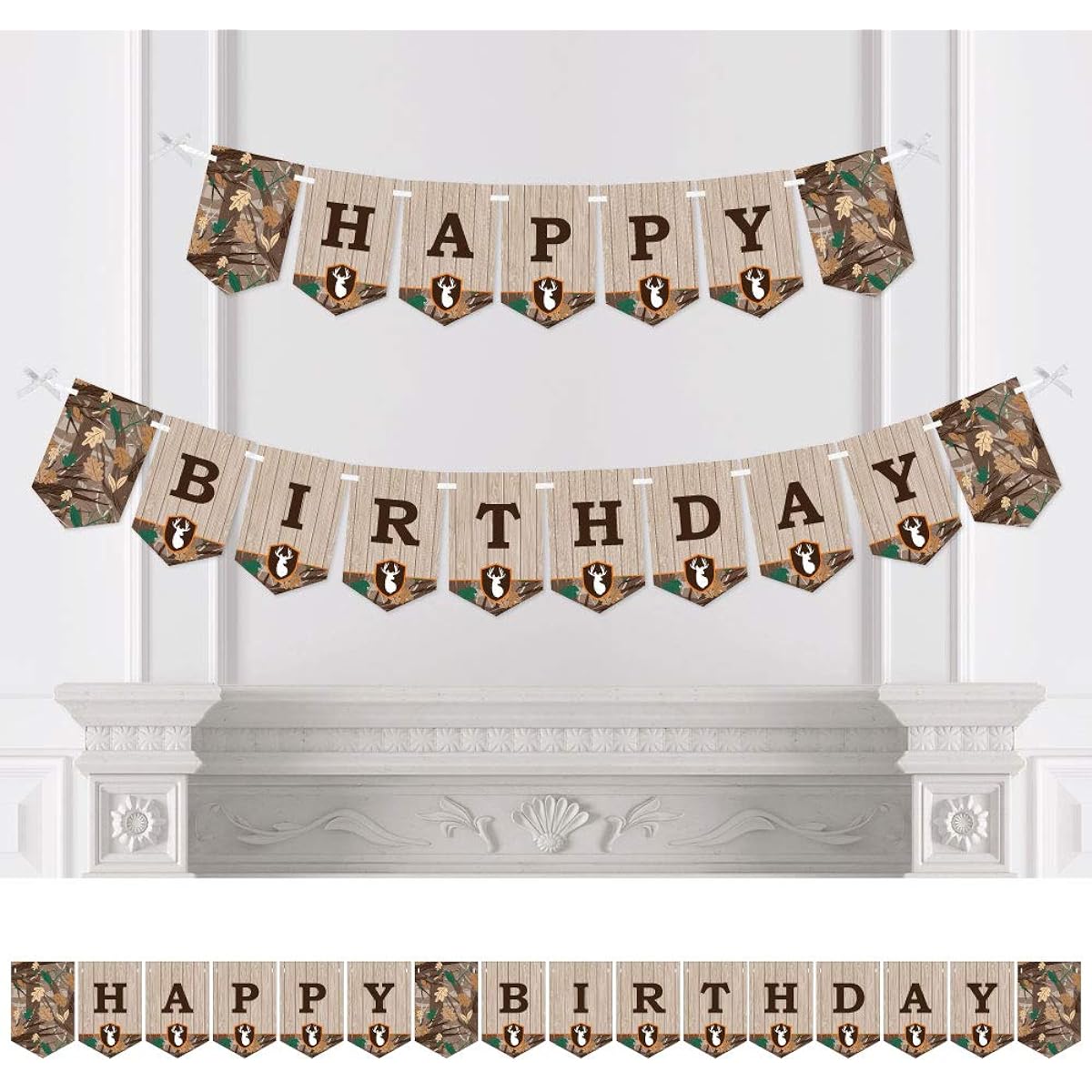 Big Dot of Happiness Gone Hunting - Deer Hunting Camouflage Birthday Party Bunting Banner - Birthday Party Decorations - Happy Birthday