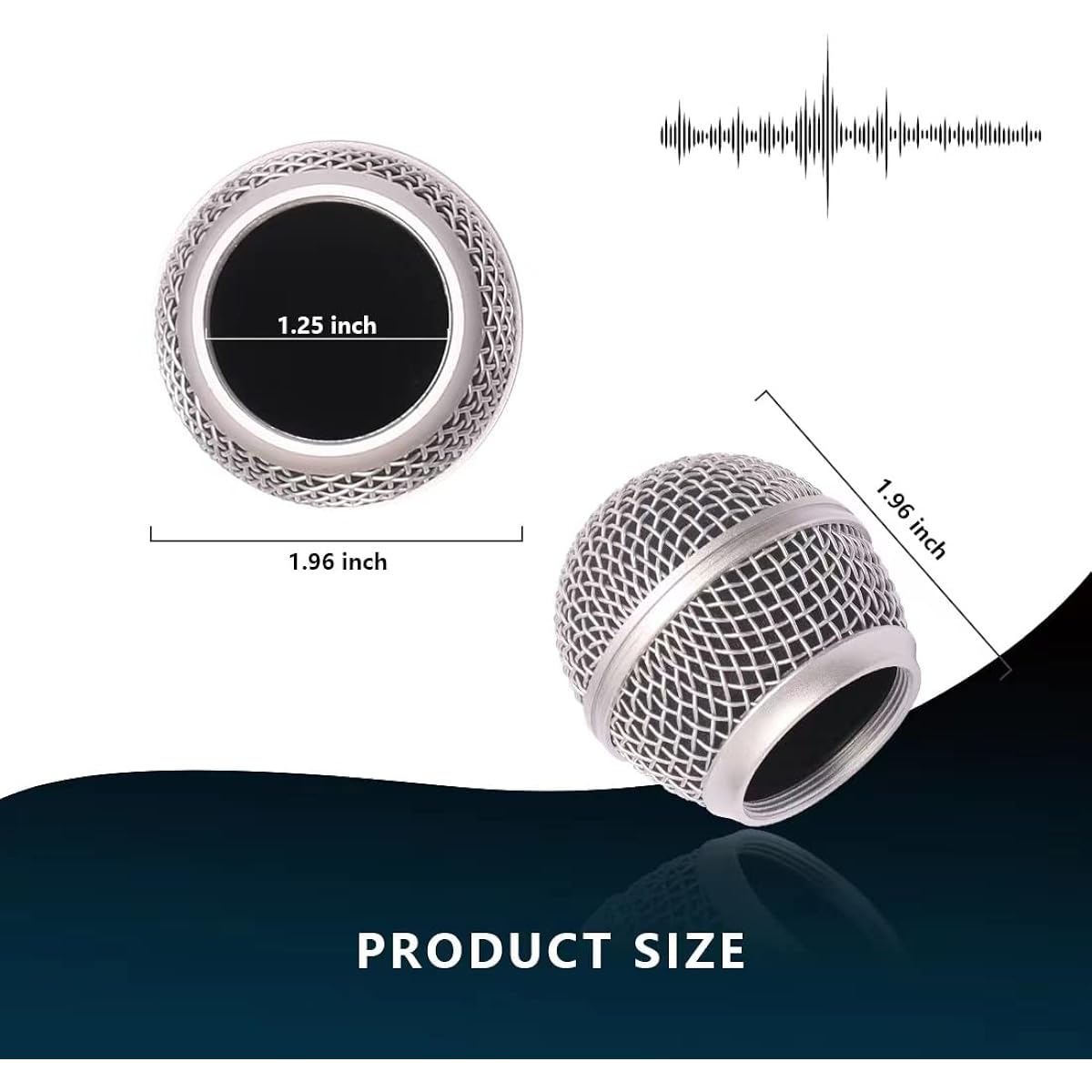 4pcs Silver Microphone Head Replacement Mic Grill Ball with Inner Foam Steel Mesh Microphone Grill Head Grill Ball Type for Beta SM58