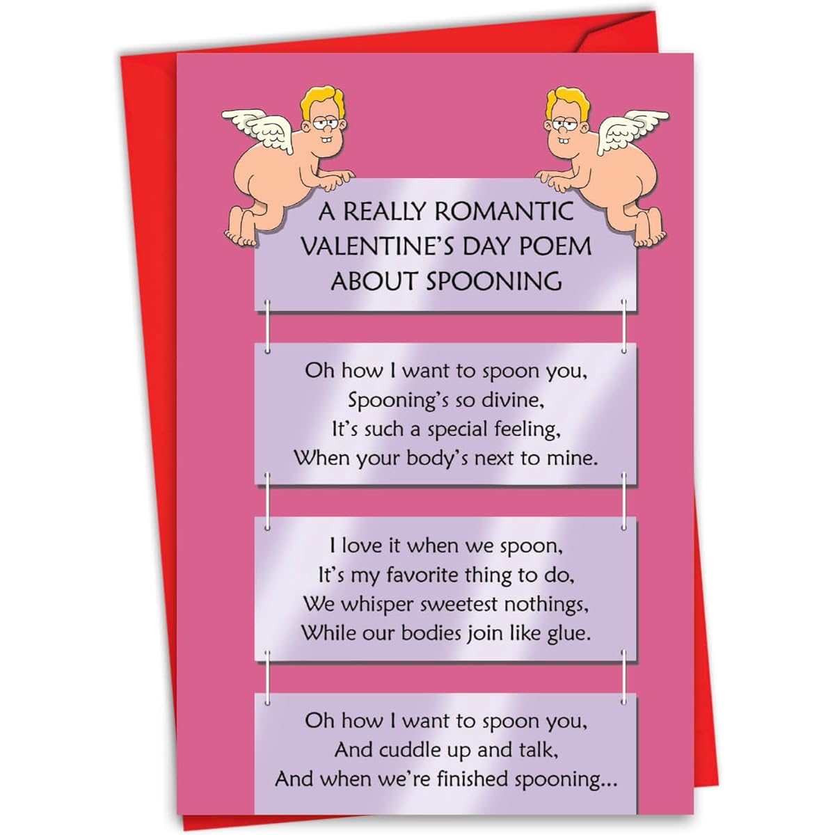NobleWorks Hysterical Valentine's Day Paper Cards with 5" x 7" Envelopes (1 Card) Spooning Poem C10403VDG