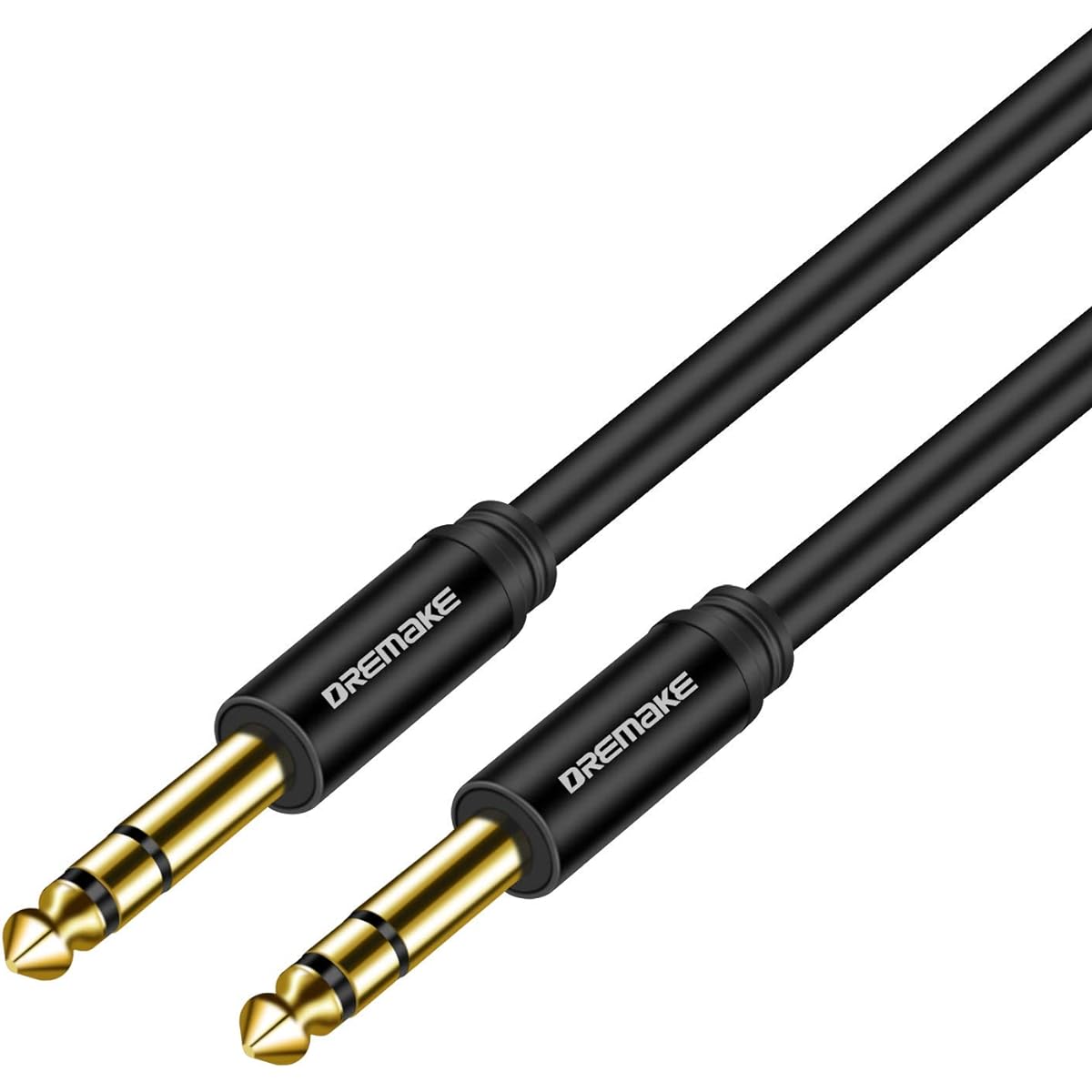 DREMAKE 1/4" Male TRS to 6.35mm 1/4" Male TRS Audio Patch Cord, 1/4" TRS Instrument Cable for Guitar, Keyboard.