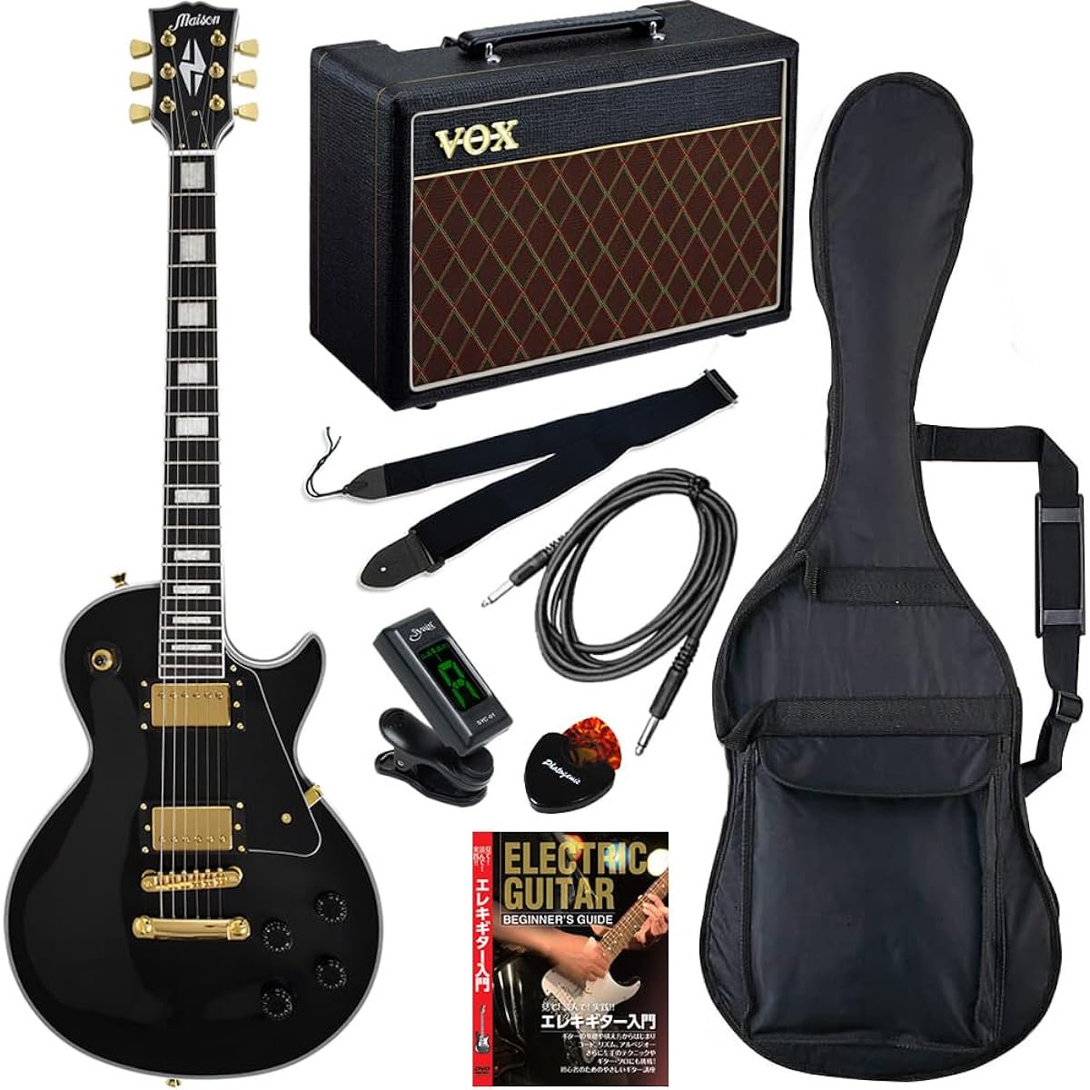 Maison Electric Guitar Les Paul Type LP-38C/BK Black Beginner's Super Limited Set